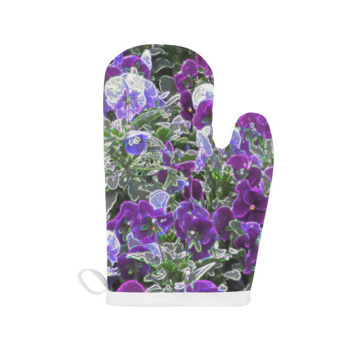 Field Of Purple Flowers 8420 Linen Oven Mitt (Two Pieces)