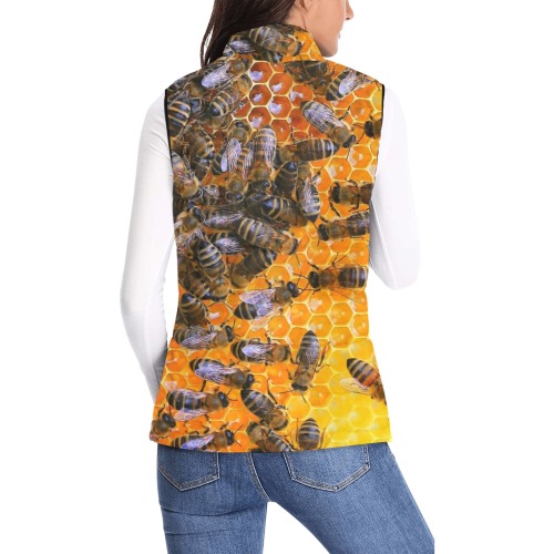 HONEY BEES 4 Women's Padded Vest Jacket (Model H44)