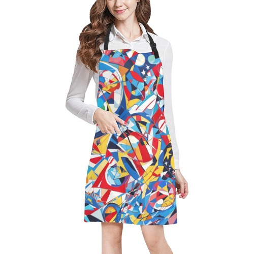 Positive colorful geometrical modernist art. All Over Print Apron