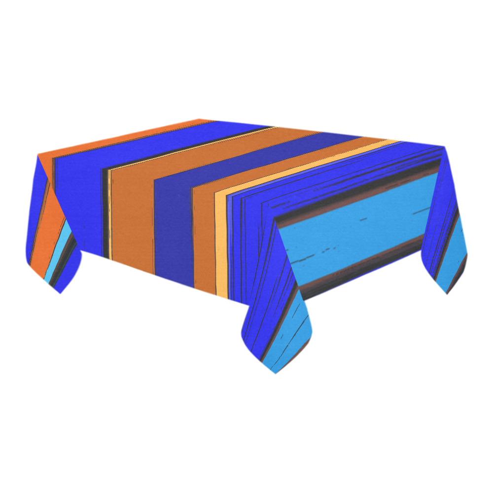 Abstract Blue And Orange 930 Cotton Linen Tablecloth 60" x 90"