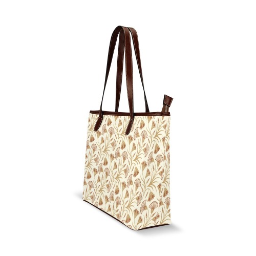 Papyrus and lotus blockprint Shoulder Tote Bag (Model 1646)