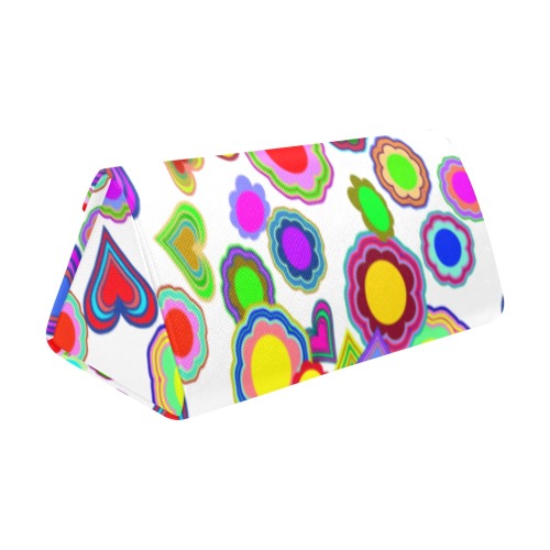 Groovy Hearts and Flowers White Custom Foldable Glasses Case