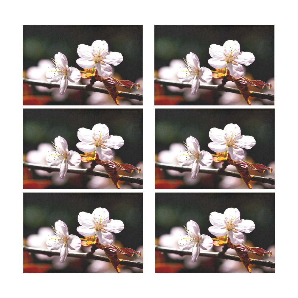 Sunlit sakura flowers. Play of light and shadows. Placemat 12’’ x 18’’ (Set of 6)
