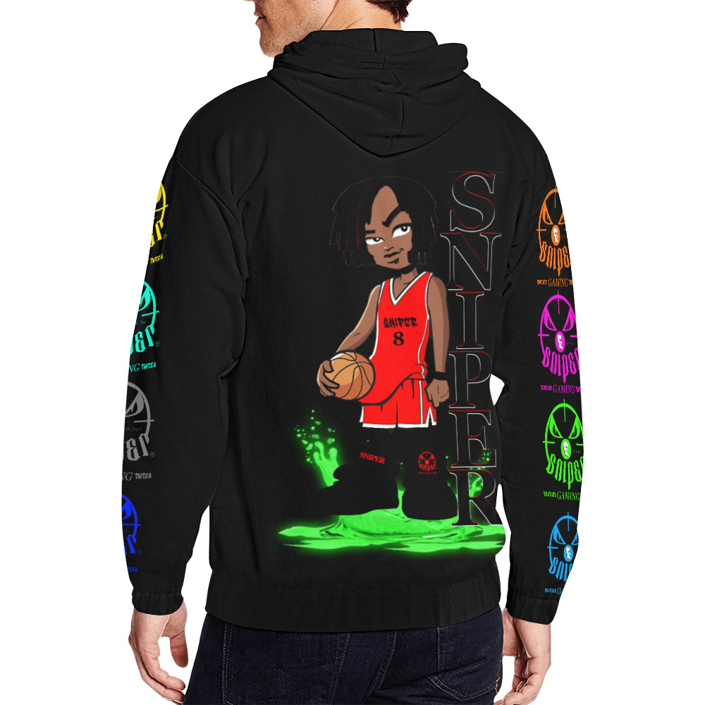 SNIPER Cartoon hoodie design All Over Print Full Zip Hoodie for Men (Model H14)
