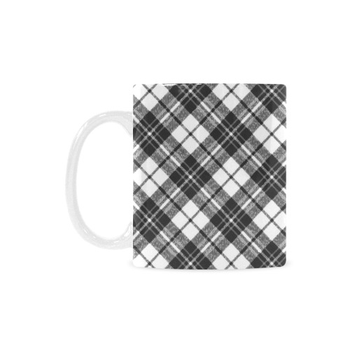 Tartan black white pattern holidays Christmas xmas elegant lines geometric cool fun classic elegance Custom White Mug (11oz)