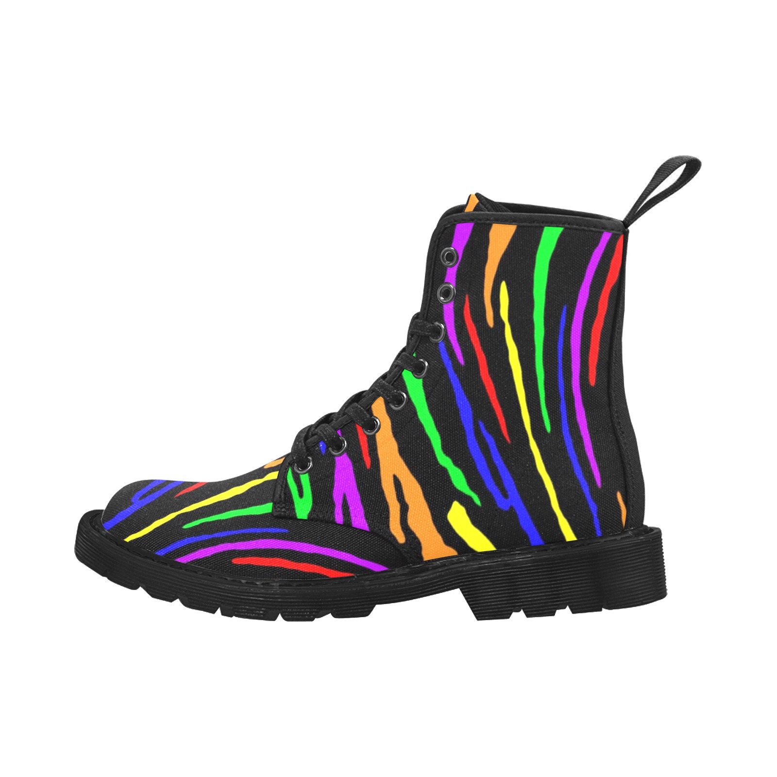 Rainbow Tiger Stripes Martin Boots for Men (Black) (Model 1203H)