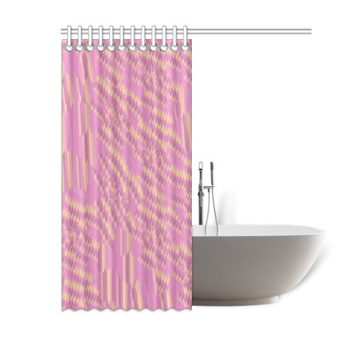 Pink Yellow Zigzag Abstract Shower Curtain 60"x72"