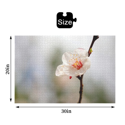 Proud white Japanese apricot flower in spring. 1000-Piece Wooden Jigsaw Puzzle (Horizontal)