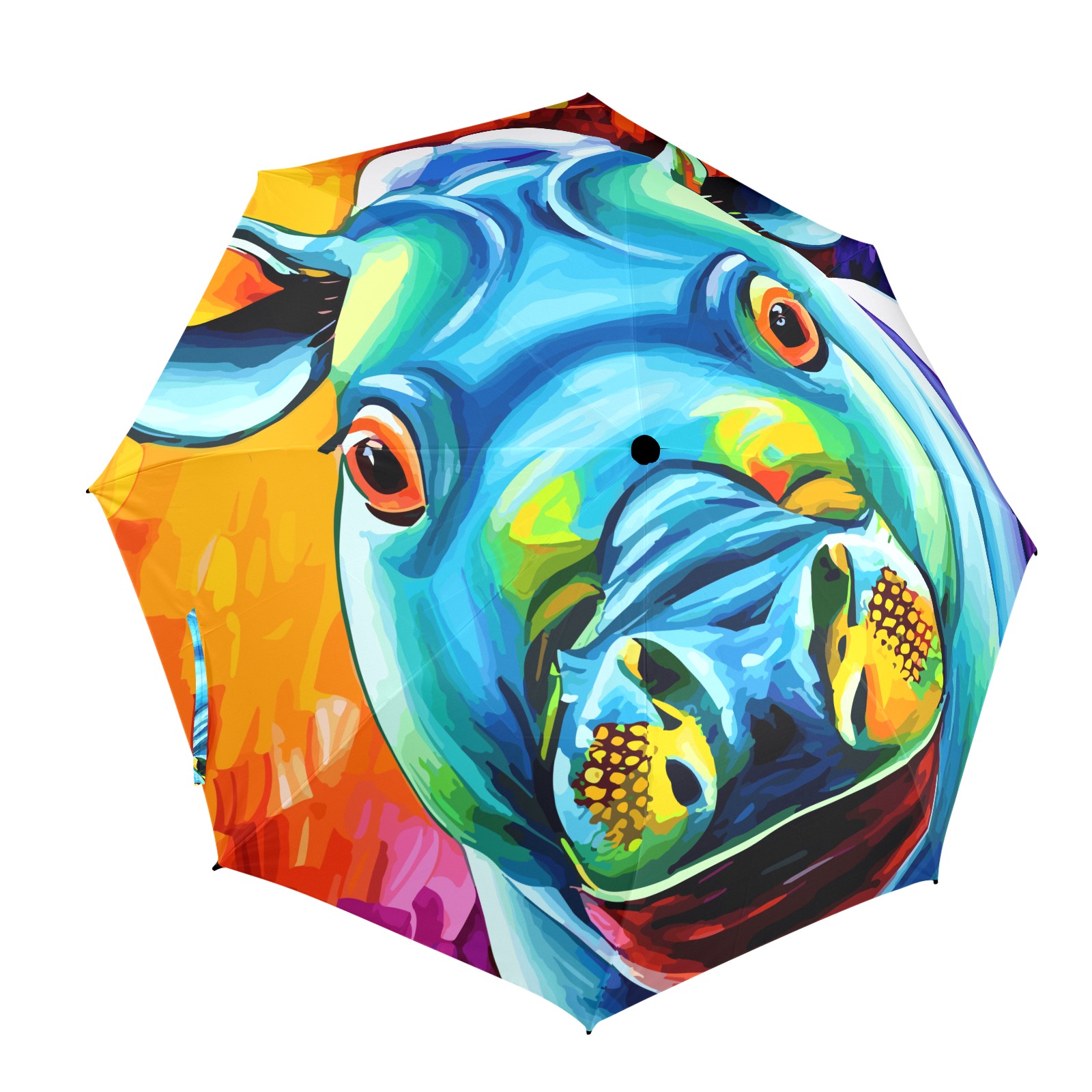 Potato Smile Pattern Print Automatic Foldable Umbrella