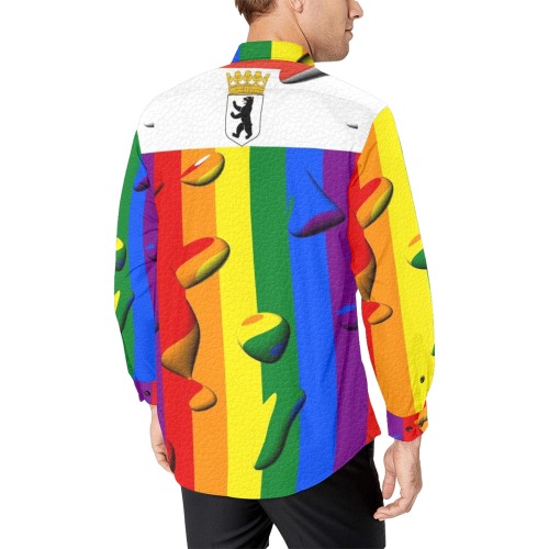 Berlin Pride Flag Pop Art by Nico Bielow Men's All Over Print Casual Dress Shirt (Model T61)