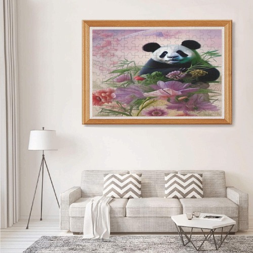Panda Flowers 1000-Piece Wooden Photo Puzzles