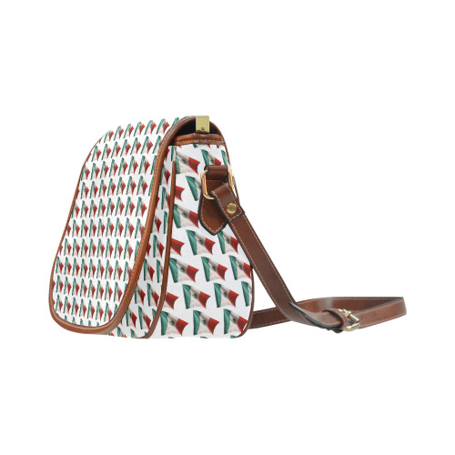 Waving Mexican Flags Saddle Bag/Large (Model 1649)