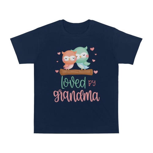 Loved By Grandma with Adorable Owls Men's T-Shirt in USA Size (Two Sides Printing)