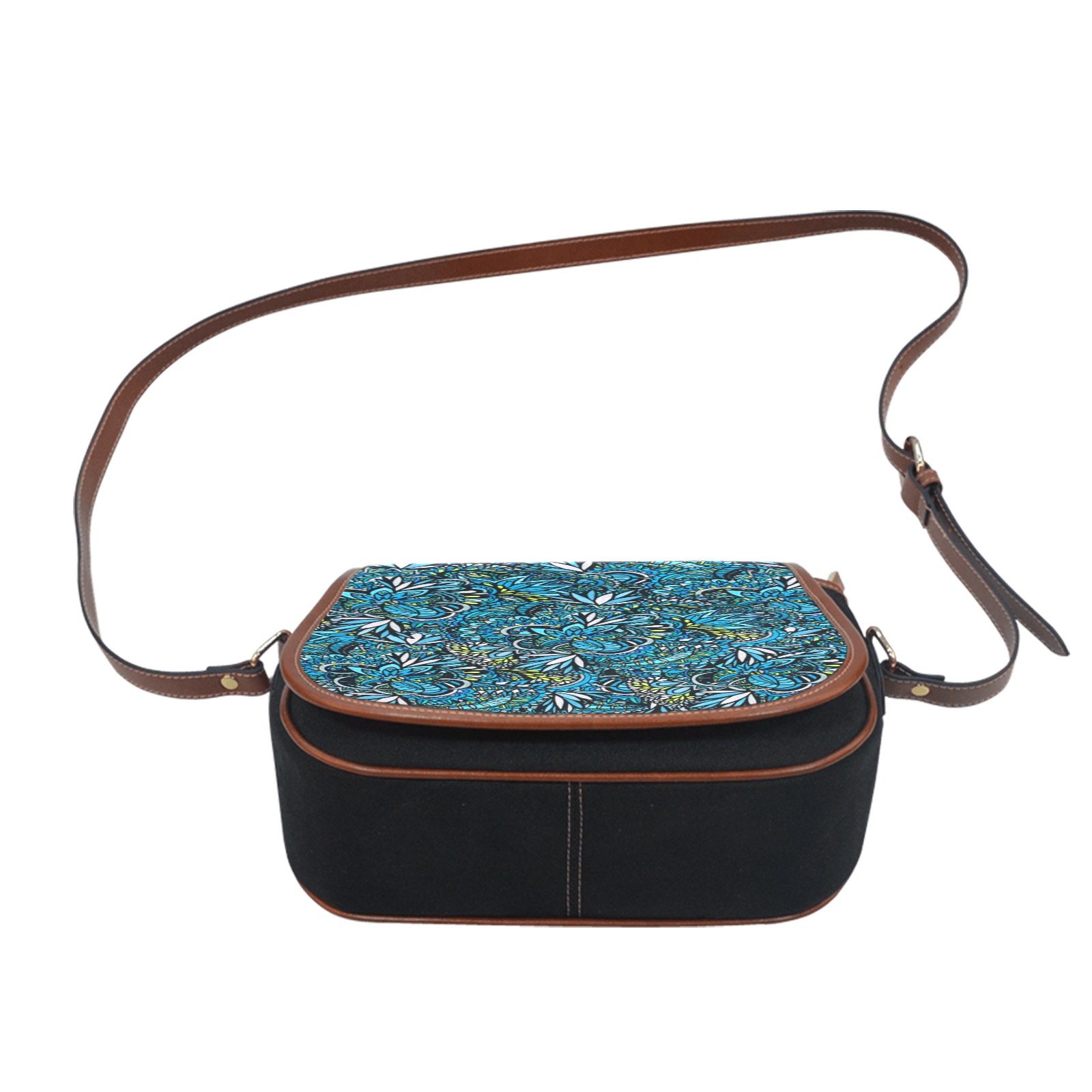 Cerulean Swirls Saddle Bag/Small (Model 1649)(Flap Customization)