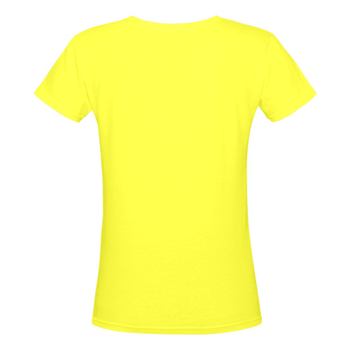 Cute Cartoon Yellow Rubber Duck Women's Deep V-neck T-shirt (Model T19)