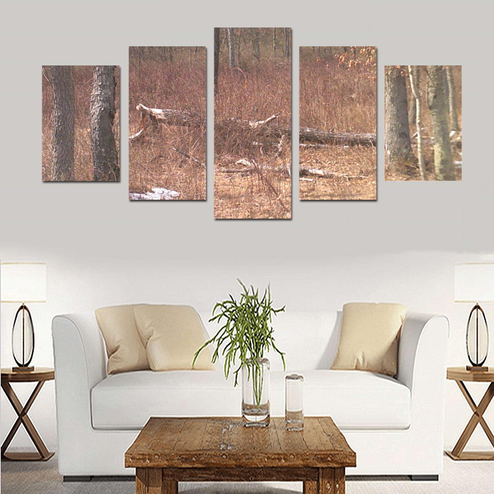 Falling tree in the woods Canvas Print Sets D (No Frame)