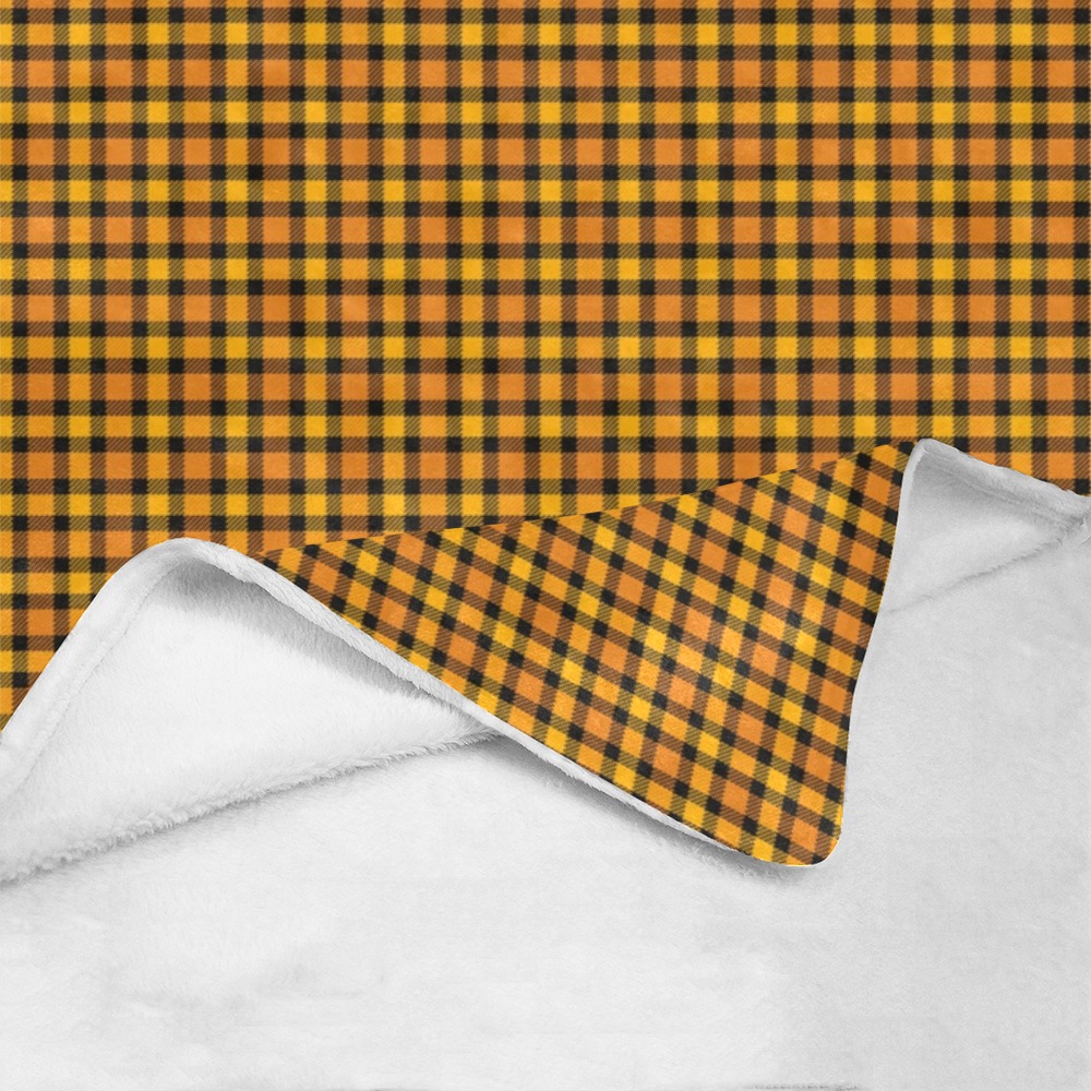 Orange Black Plaid Ultra-Soft Micro Fleece Blanket 43"x56"