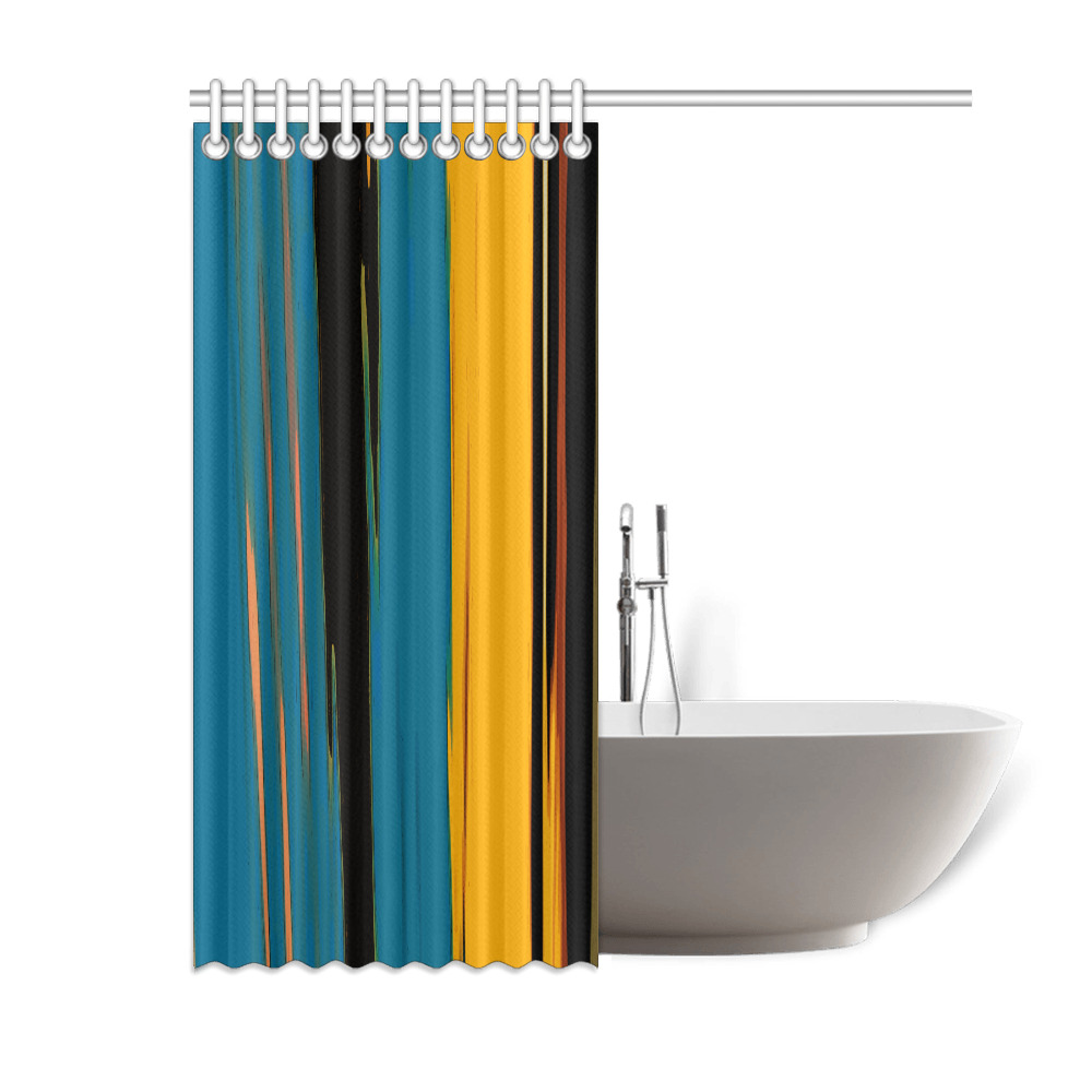 Black Turquoise And Orange Go! Abstract Art Shower Curtain 60"x72"