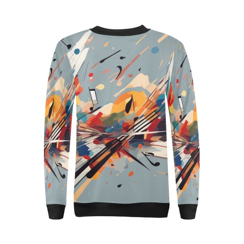 Music and notes. Charming colorful abstract art All Over Print Crewneck Sweatshirt for Women (Model H18)