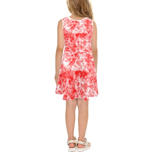 Red/white sundress Girls' Sleeveless Sundress (Model D56)
