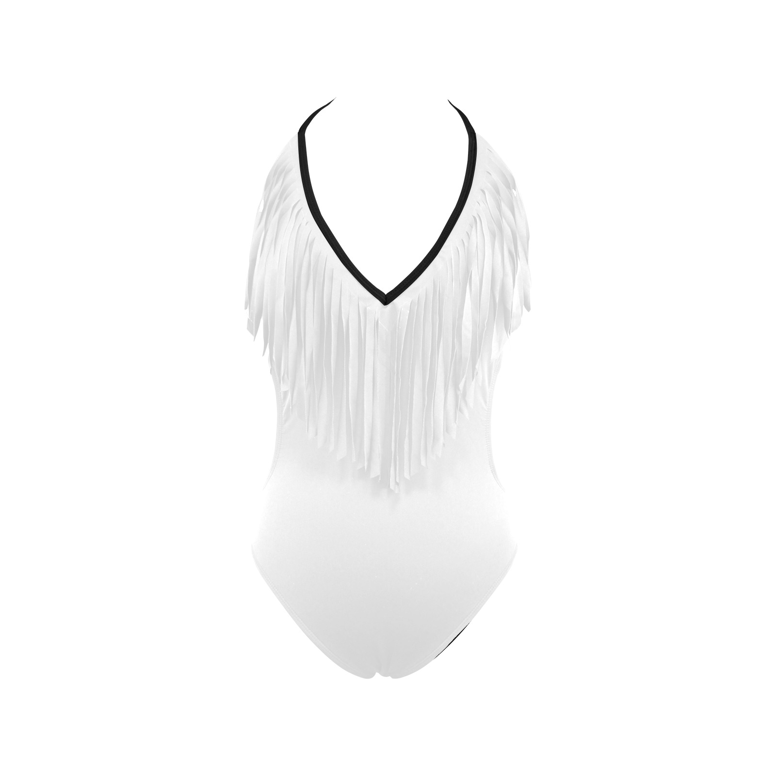 White fringe swimsuit Women's Fringe Swimsuit (Model S32)