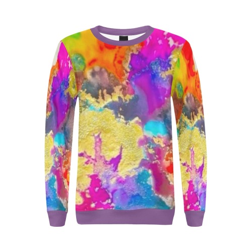 colors-purple collar and cuff All Over Print Crewneck Sweatshirt for Women (Model H18)