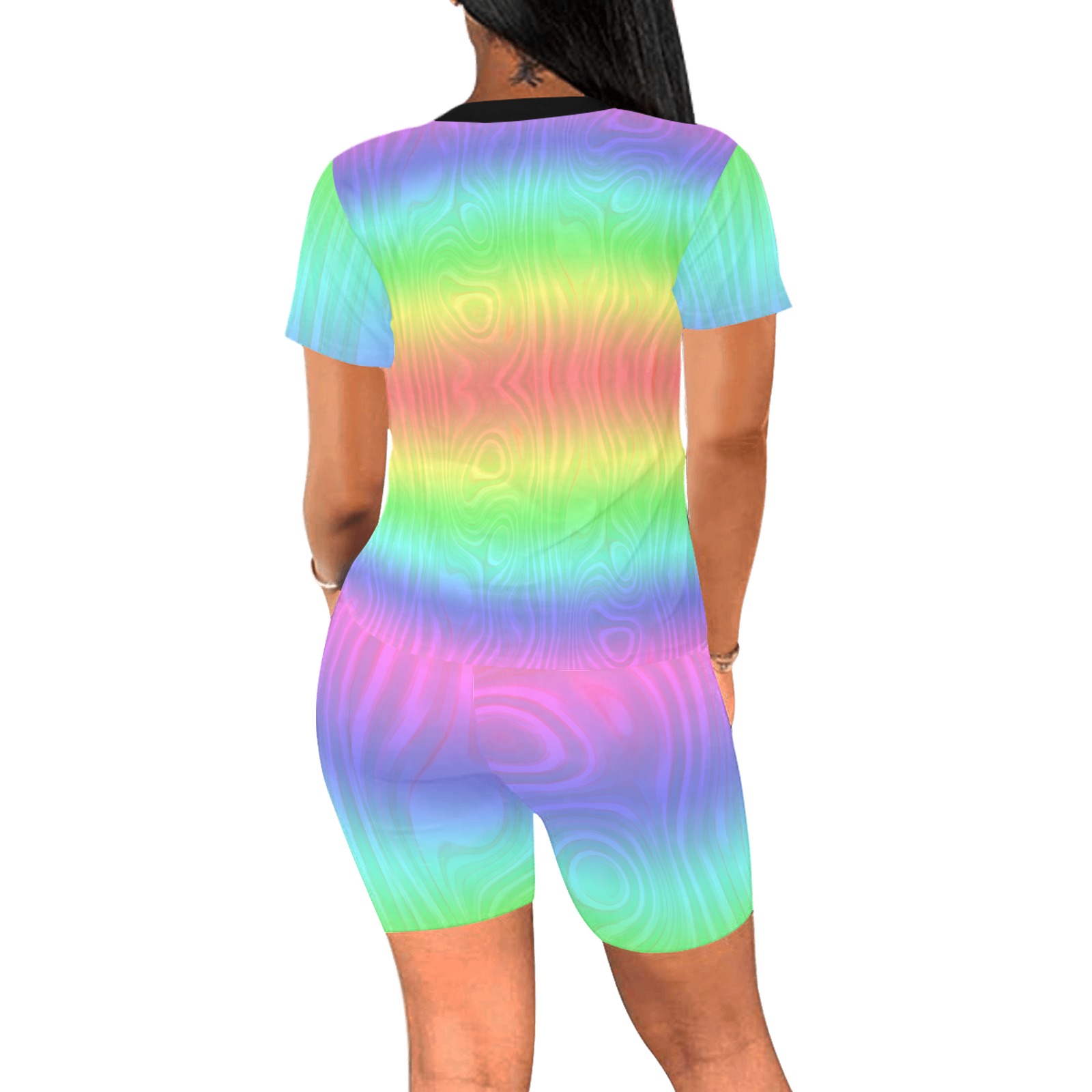 Groovy Pastel Rainbows Women's Short Yoga Set