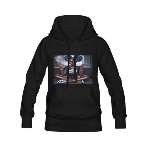 Smoke one Blue Women's Classic Hoodies (Model H07)