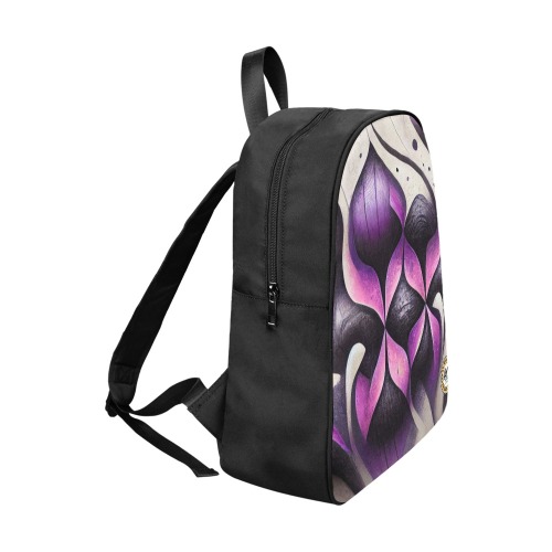 purple, cream and black pattern #1 Fabric School Backpack (Model 1682) (Large)