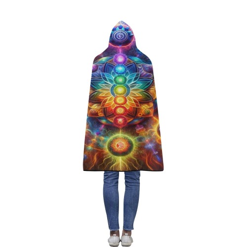 Energetic Chakras - Flannel Hooded Blanket 40''x50''
