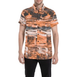 Black and Gold Grunge Men's All Over Print Short Sleeve Shirt (Model T53)