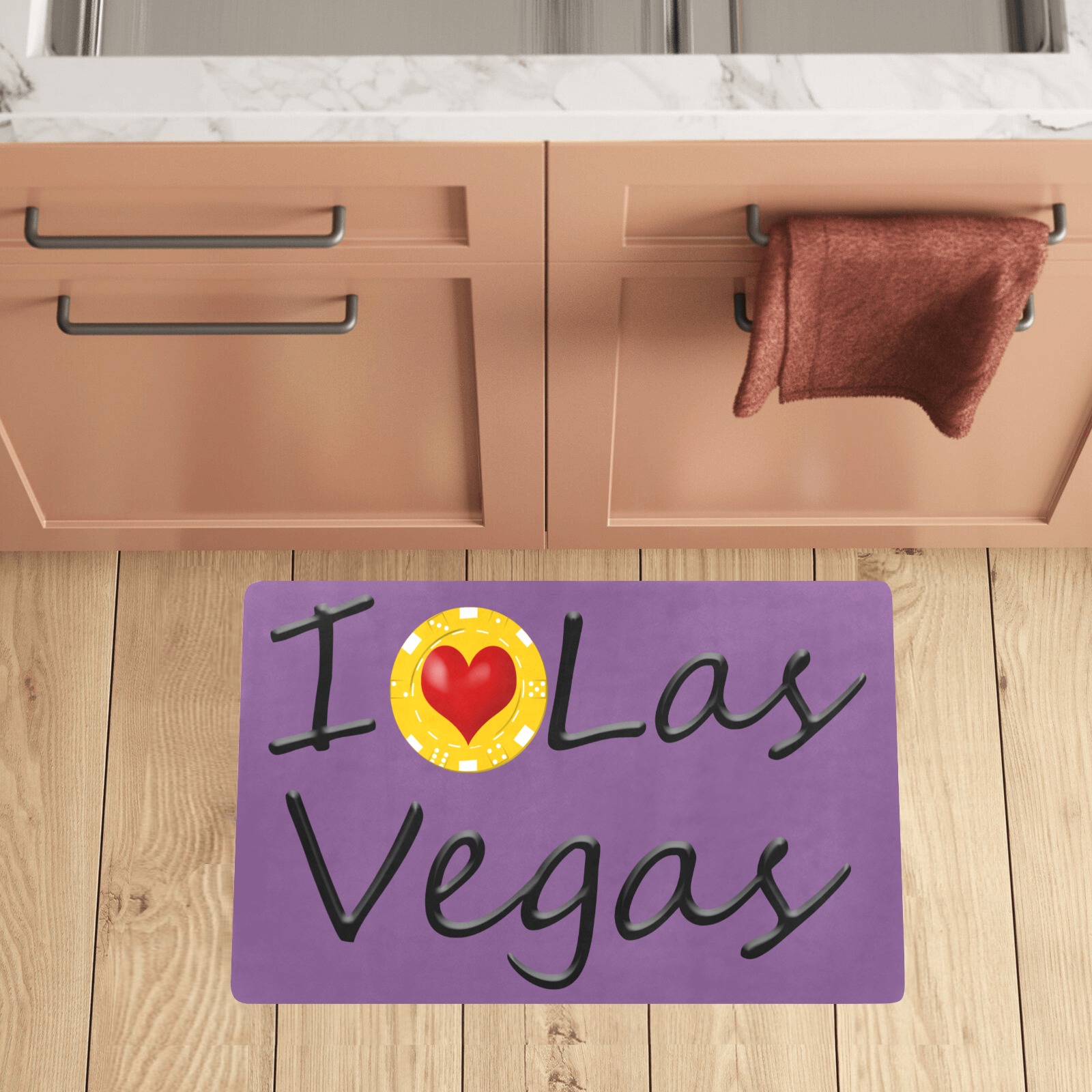 I Love Las Vegas / Purple Kitchen Mat 28"x17"