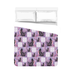 Purple Cosmic Cats Patchwork Pattern Duvet Cover 86"x70" ( All-over-print)