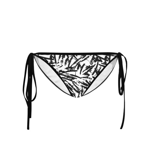 Brush Stroke Black and White Custom Bikini Swimsuit Bottom