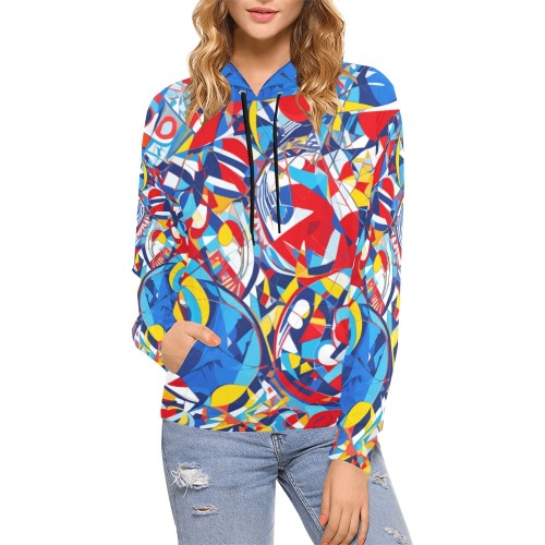 Festive colors of a geometrical abstract art. All Over Print Hoodie for Women (USA Size) (Model H13)
