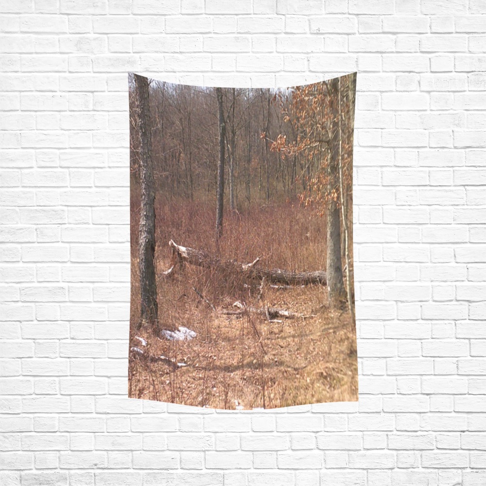 Falling tree in the woods Polyester Peach Skin Wall Tapestry 40"x 60"