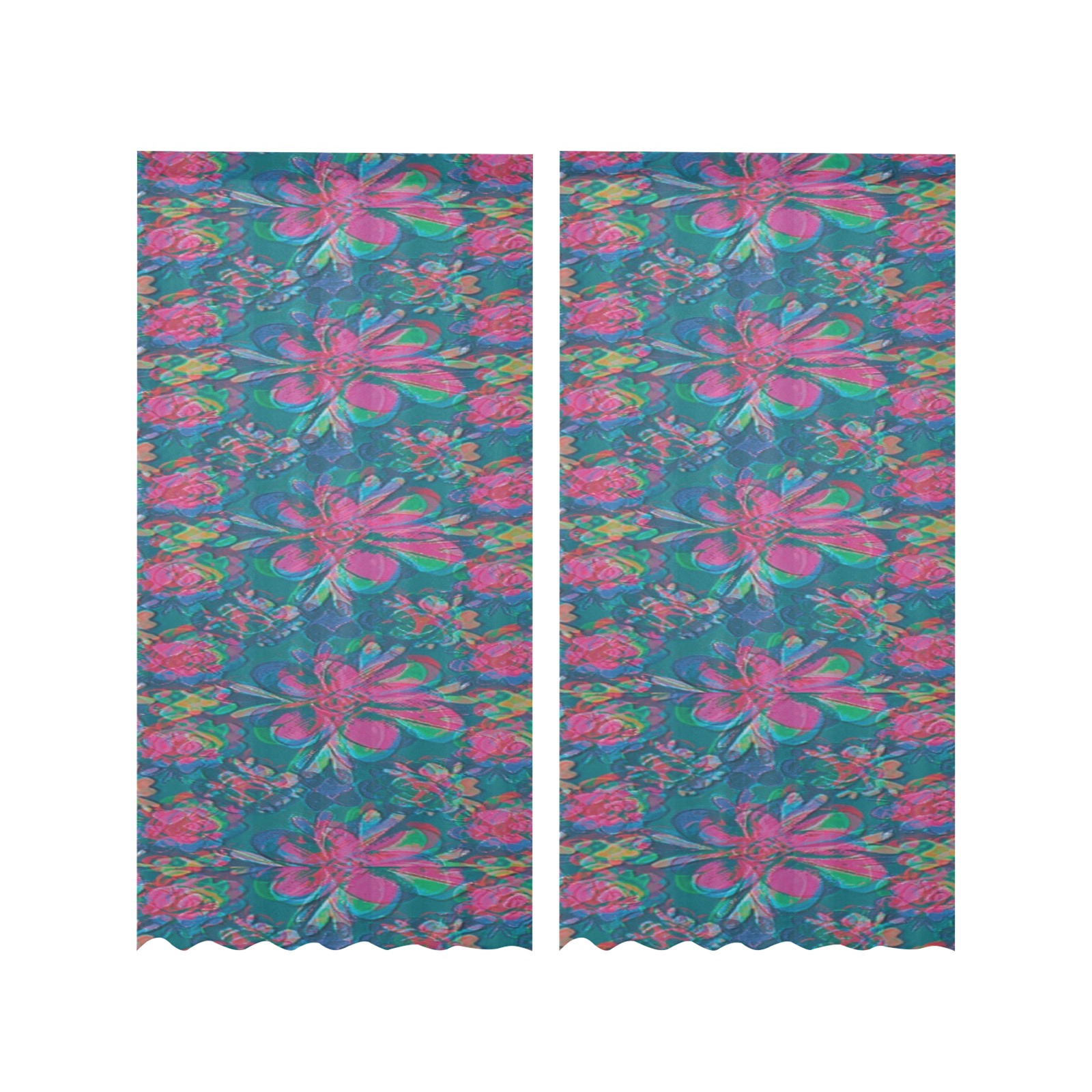 Unique Style Pattern Gauze Curtain 28"x84" (Two-Piece)