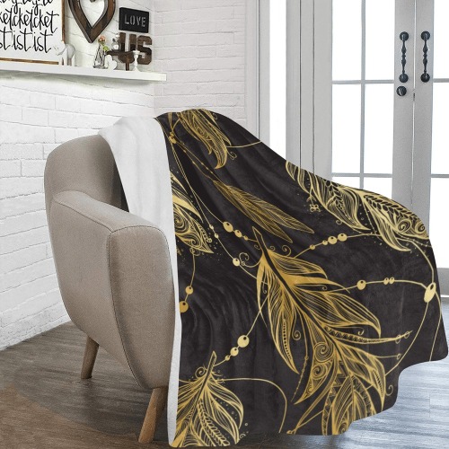 Golden Feathers Ultra-Soft Micro Fleece Blanket 60"x80"