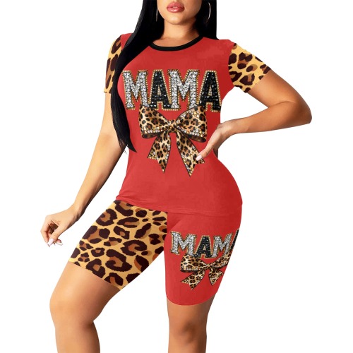 Leopard Mama 2 piece red