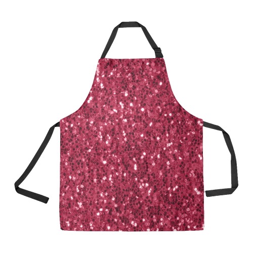 Magenta dark pink red faux sparkles glitter All Over Print Apron
