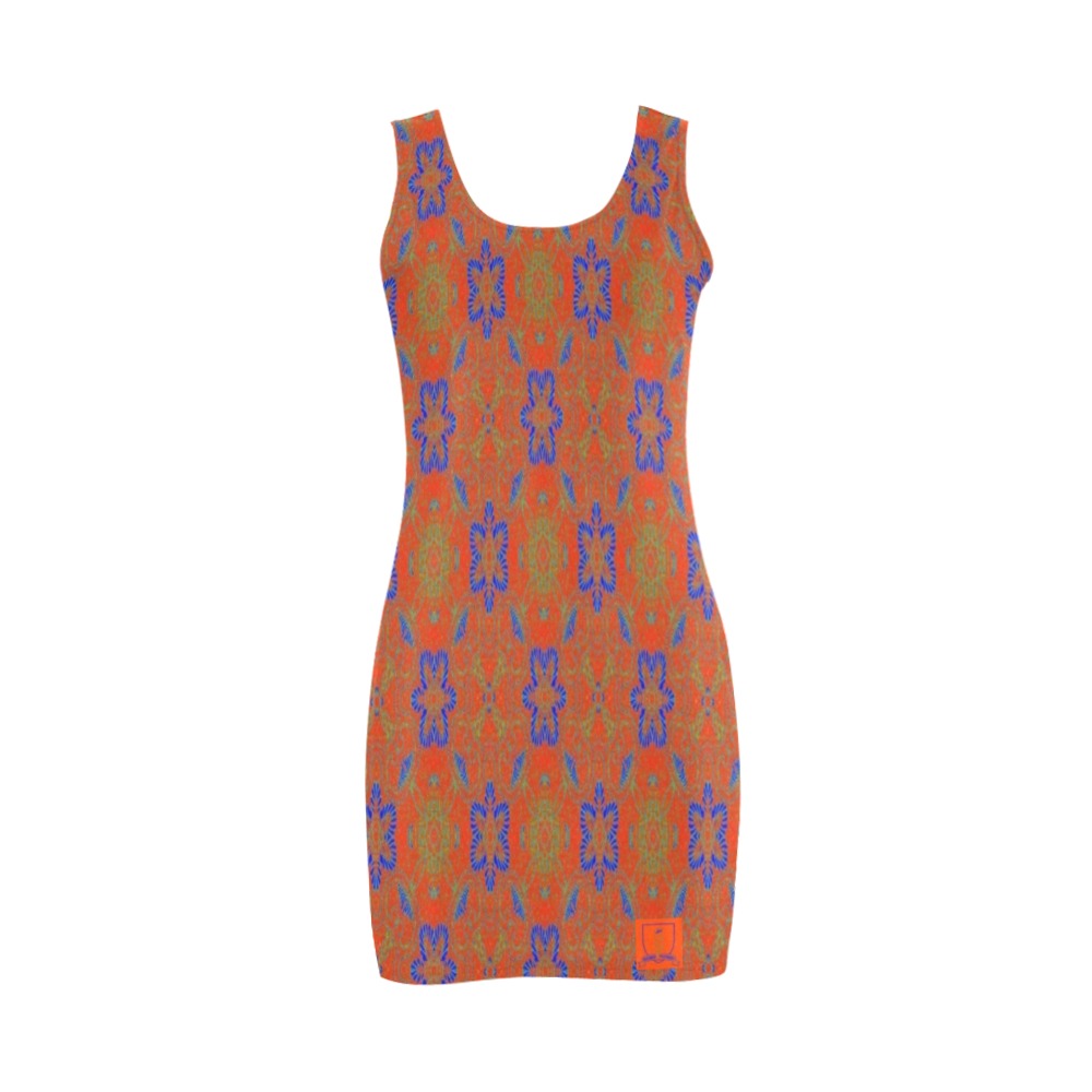 DIONIO Clothing - Ladies' Orange Starflower Meda Vest Dress Medea Vest Dress (Model D06)