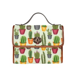 Beautiful Traditional Cacti Waterproof Canvas Bag-Brown (All Over Print) (Model 1641)