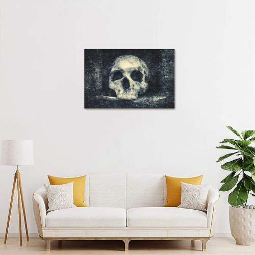 Man Skull In A Savage Temple Halloween Horror Upgraded Canvas Print 18"x12"