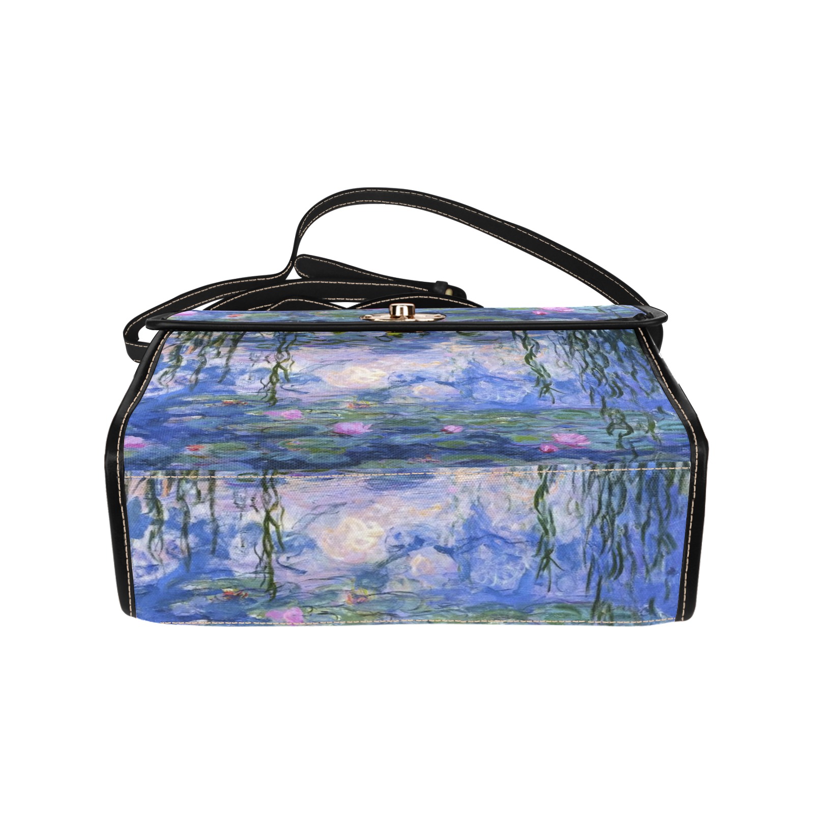 monet lillies Waterproof Canvas Bag-Black (All Over Print) (Model 1641)