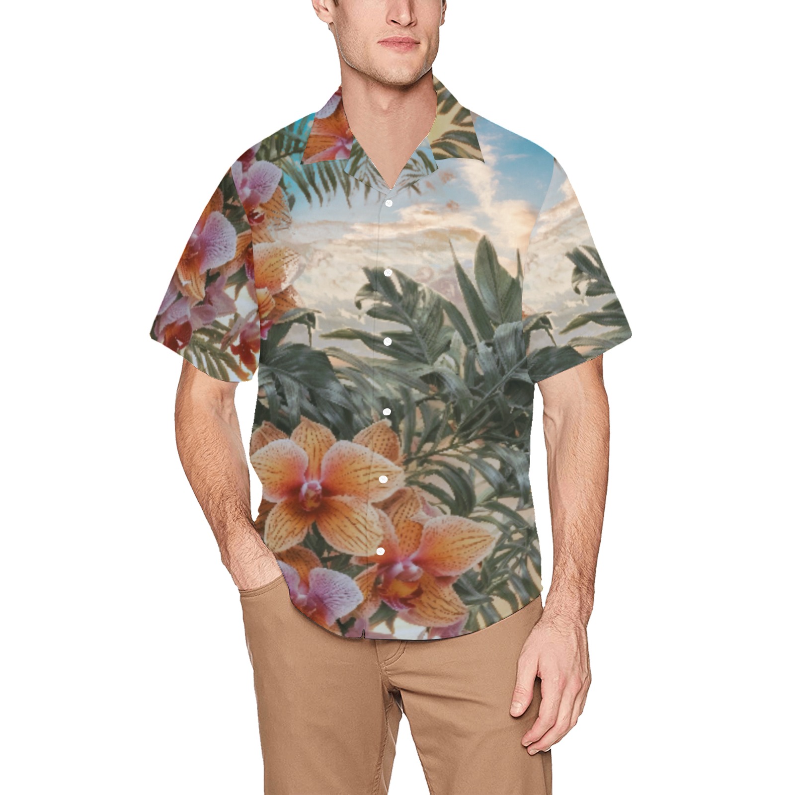 Windward Side_Floral Sunrise_001a Hawaiian Shirt with Chest Pocket&Merged Design (T58)