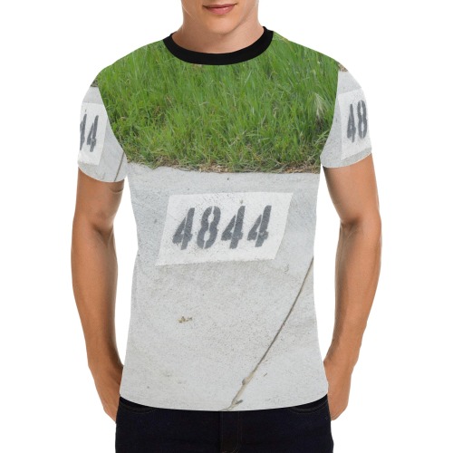 Street Number 4844 with black collar Men's All Over Print T-Shirt with Chest Pocket (Model T56)