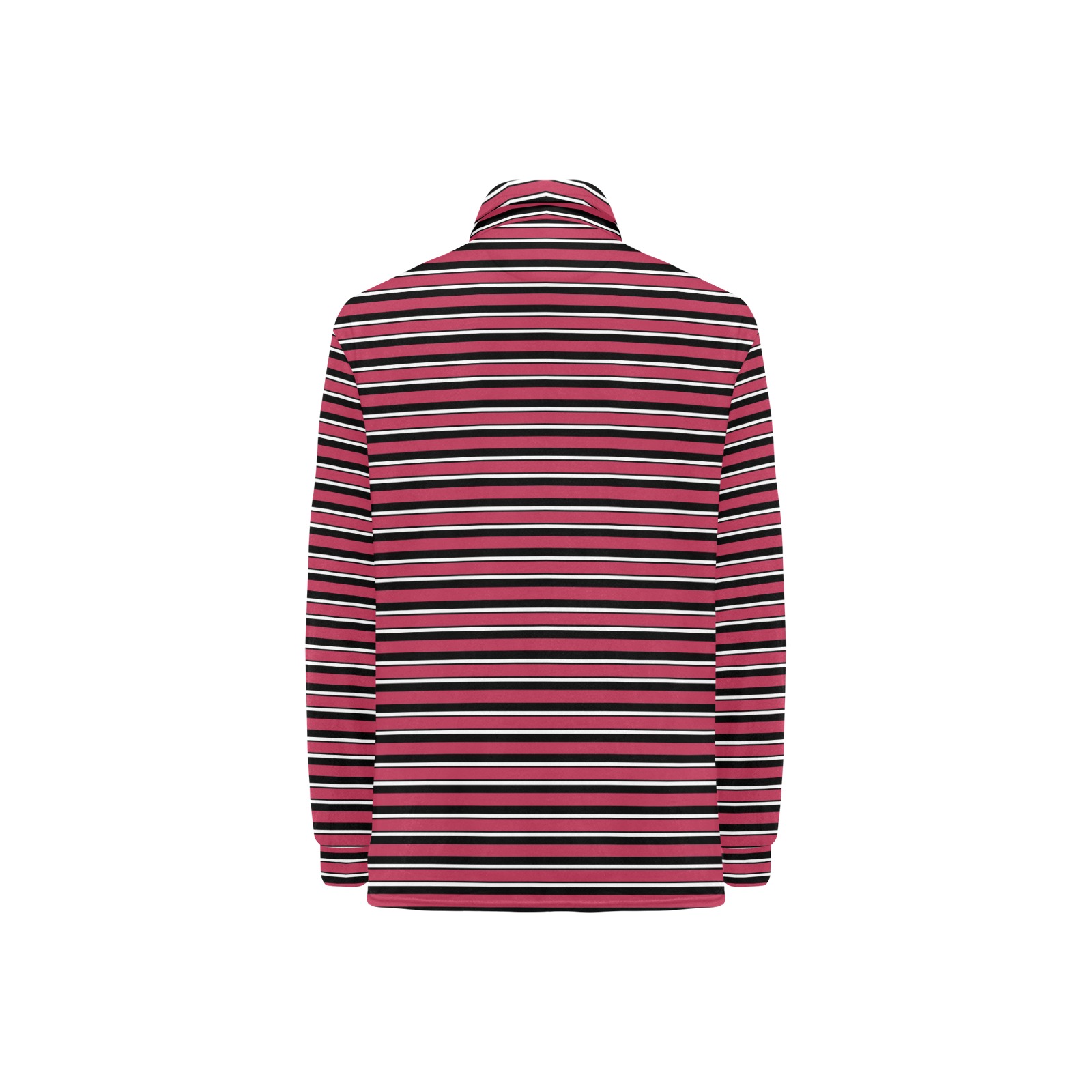Magenta, Black and White Stripes Women's Long Sleeve Polo Shirt (Model T73)