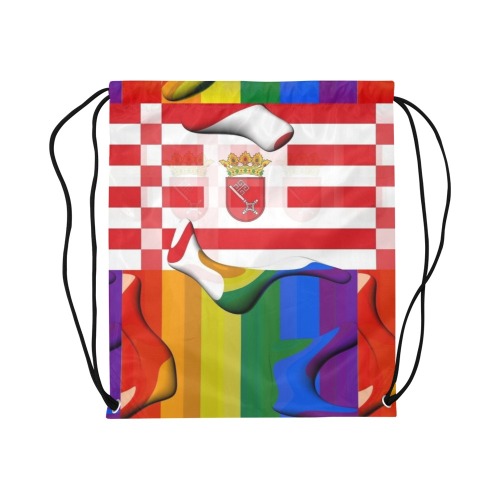 Bremen Pride Flag Pop Art by Nico Bielow Large Drawstring Bag Model 1604 (Twin Sides)  16.5"(W) * 19.3"(H)