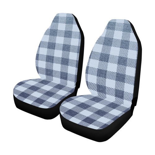 Pastel Blue Plaid Car Seat Covers (Set of 2)