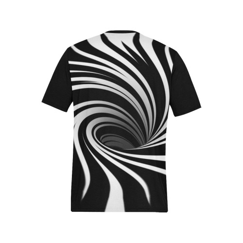 Op Art Optical Illusion Abstract Flower (Black|White) Men's All Over Print T-Shirt (Solid Color Neck) (Model T63)